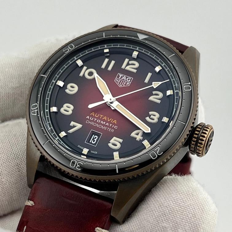 TAG Heuer Autavia Automatic WBE5192.FC8300 42mm Red Dial Bronze Box Paper - 6