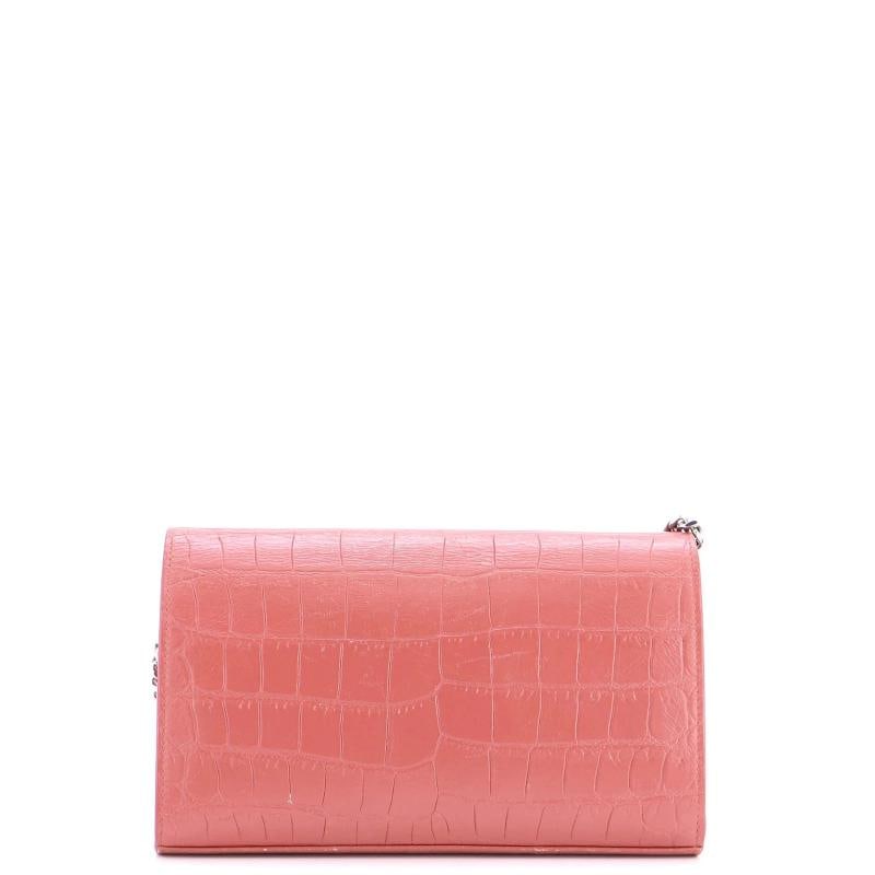 Saint Laurent Classic Monogram Wallet on Chain Crocodile Embossed Leather Small - 3