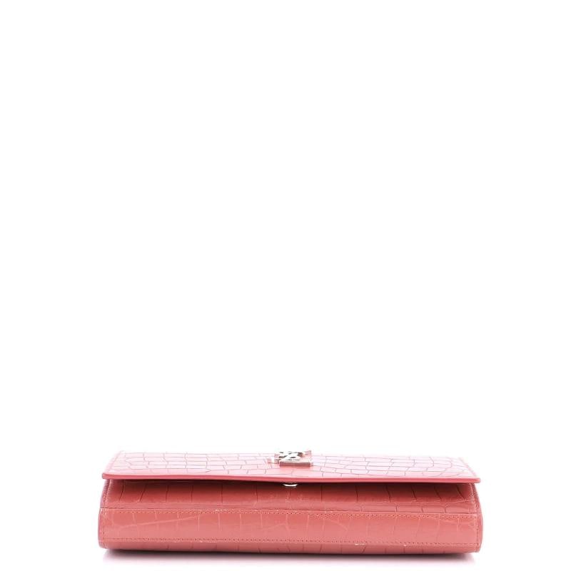 Saint Laurent Classic Monogram Wallet on Chain Crocodile Embossed Leather Small - 4