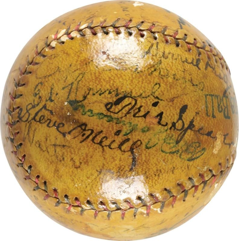 Babe Ruth Ty Cobb Walter Johnson HOF Signed 1922 American League Baseball PSA - 6
