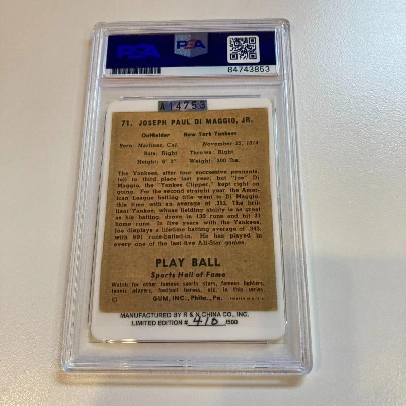 1941 Play Ball Joe Dimaggio Signed Porcelain Baseball Card PSA DNA Auto - 2