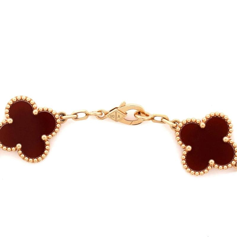 Van Cleef & Arpels Vintage Alhambra 5 Motifs Bracelet Guilloche 18K Rose Gold - 4