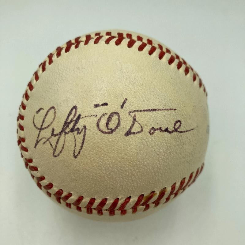 Joe Dimaggio & Lefty O'Doul Signed 1940's National League Baseball JSA COA - 2