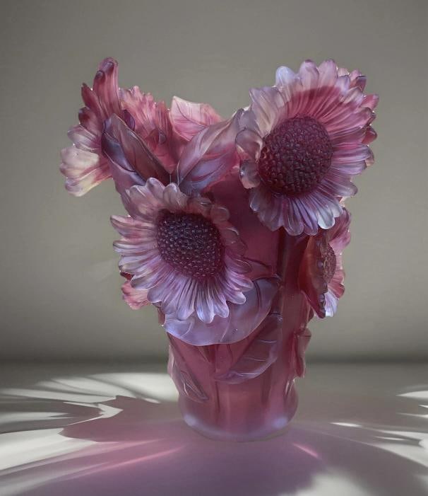 Nancy Daum Style Sunflower Red Crystal Vase H9Ã¢â‚¬Â Heavy Art  - 11
