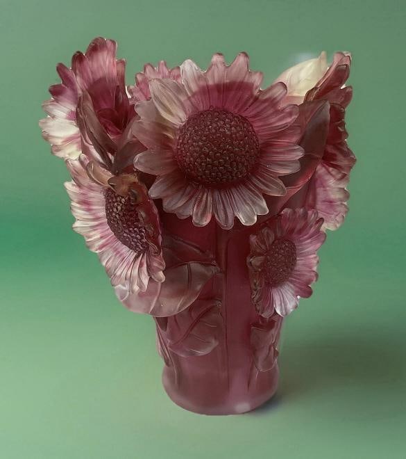 Nancy Daum Style Sunflower Red Crystal Vase H9Ã¢â‚¬Â Heavy Art  - 9