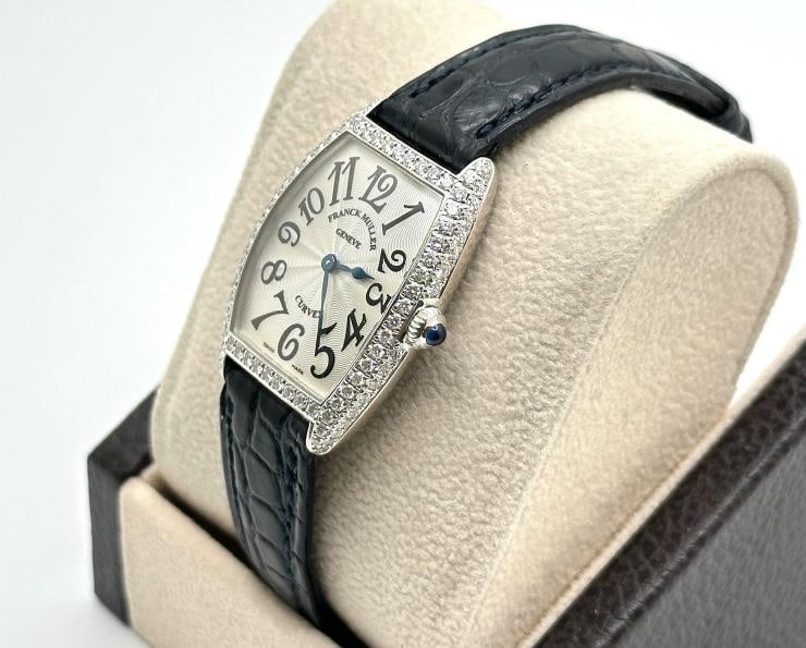 Franck Muller Ladies Cintree Curvex 1752 QZ D 18K White Gold Pave Diamond Bezel - 2