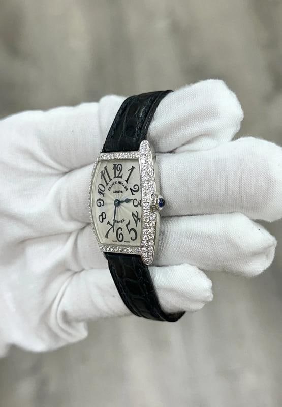 Franck Muller Ladies Cintree Curvex 1752 QZ D 18K White Gold Pave Diamond Bezel - 3