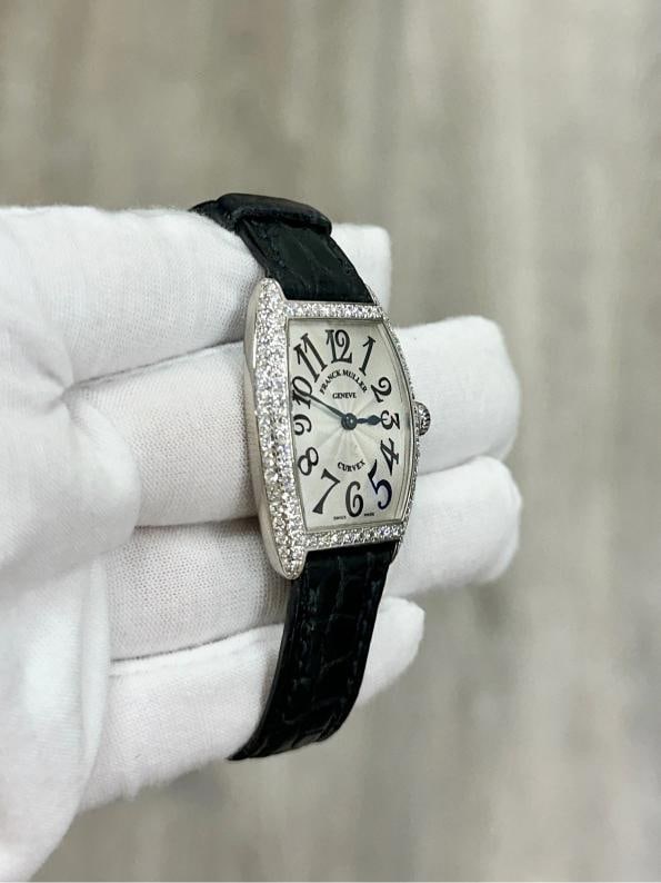 Franck Muller Ladies Cintree Curvex 1752 QZ D 18K White Gold Pave Diamond Bezel - 4