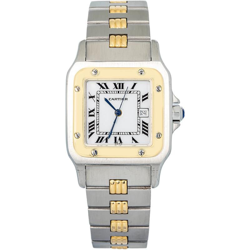 Cartier Santos Gordon RARE 18k YG TwoTone Auto White Dial Unisex's Watch 29mm: Condition: Pre-owned - Good: This item has been gently used but is in good condition. It might have a few signs of wear, like light scratches or tarnishing.. ,Brand: Cartier,WARRANTY: 1