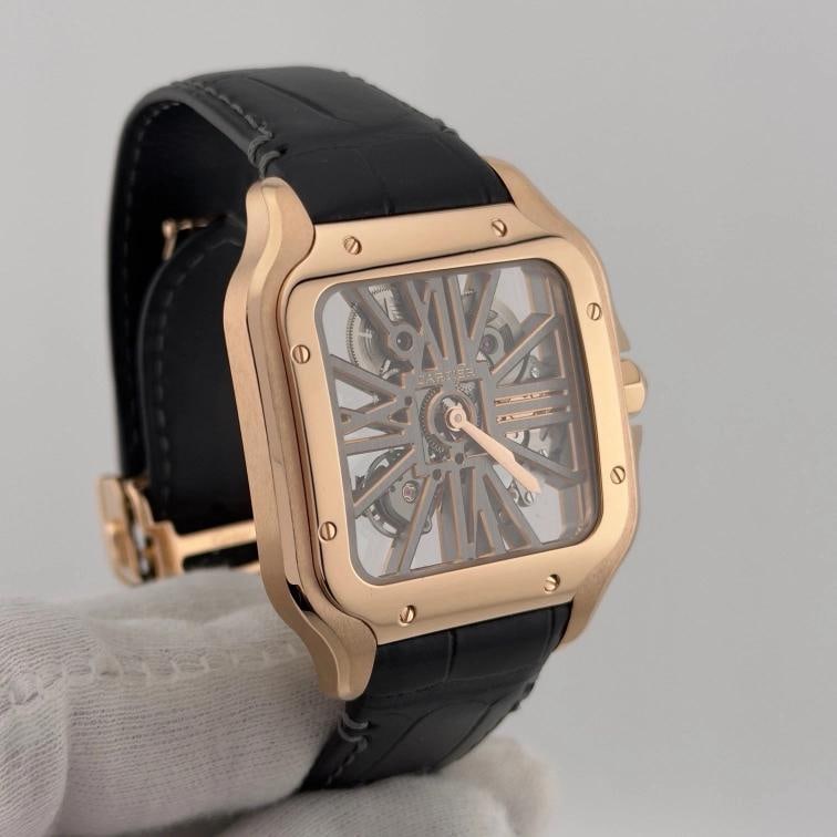 Cartier Santos Skeleton Dial Gold Large WHSA0016 4110 18k Rose Gold Box Paper - 11
