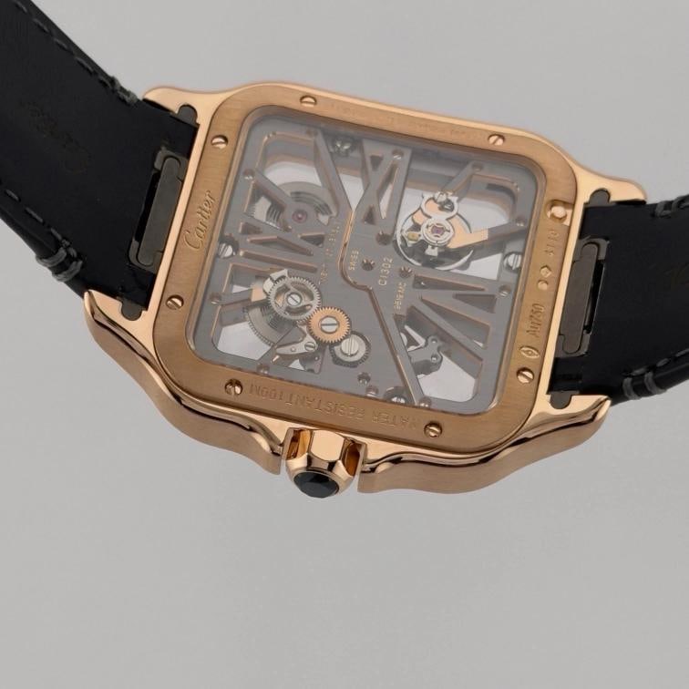 Cartier Santos Skeleton Dial Gold Large WHSA0016 4110 18k Rose Gold Box Paper - 14