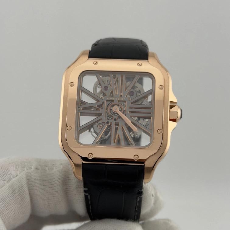 Cartier Santos Skeleton Dial Gold Large WHSA0016 4110 18k Rose Gold Box Paper - 15