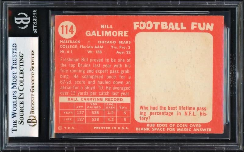 Willie Galimore Signed 1958 Topps RC 114 Chicago Bears Beckett #17068952 - 4