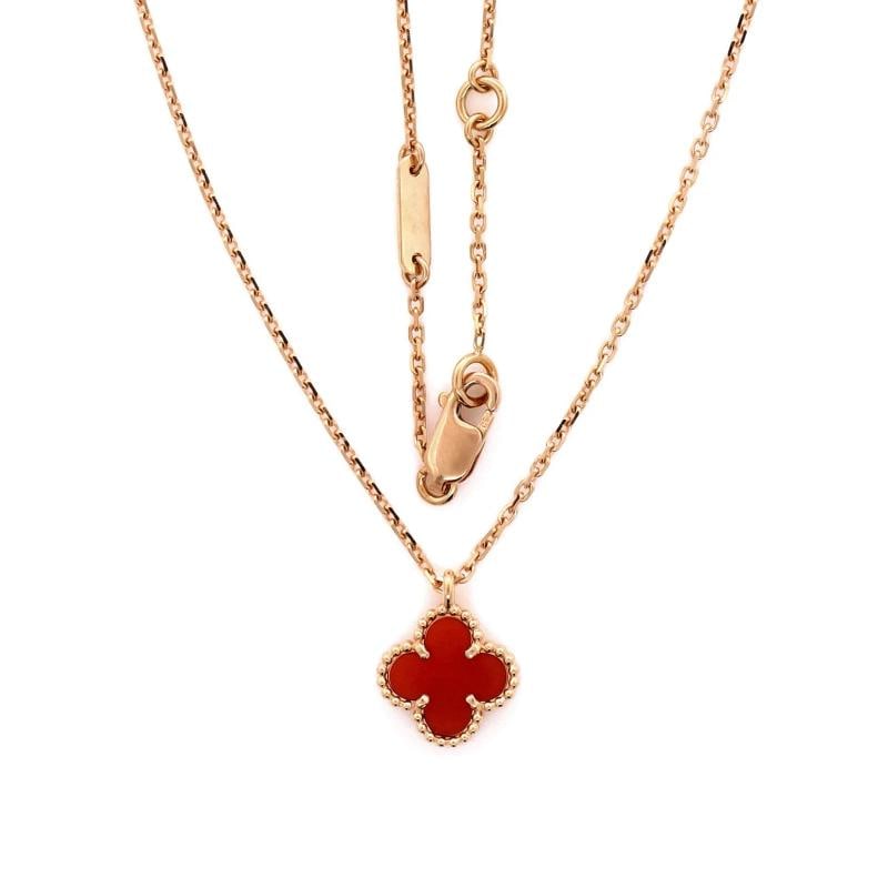 Van Cleef & Arpels Sweet Alhambra Pendant Necklace 18K Rose Gold and Carnelian - 3