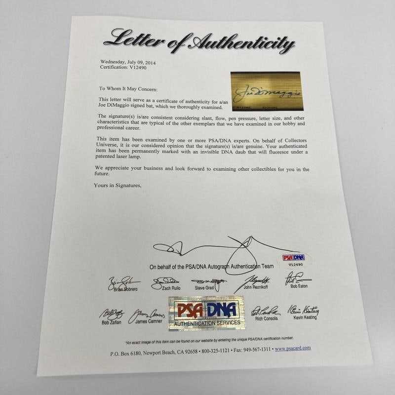 Joe DiMaggio Signed Louisville Slugger Game Model Baseball Bat PSA DNA COA - 2
