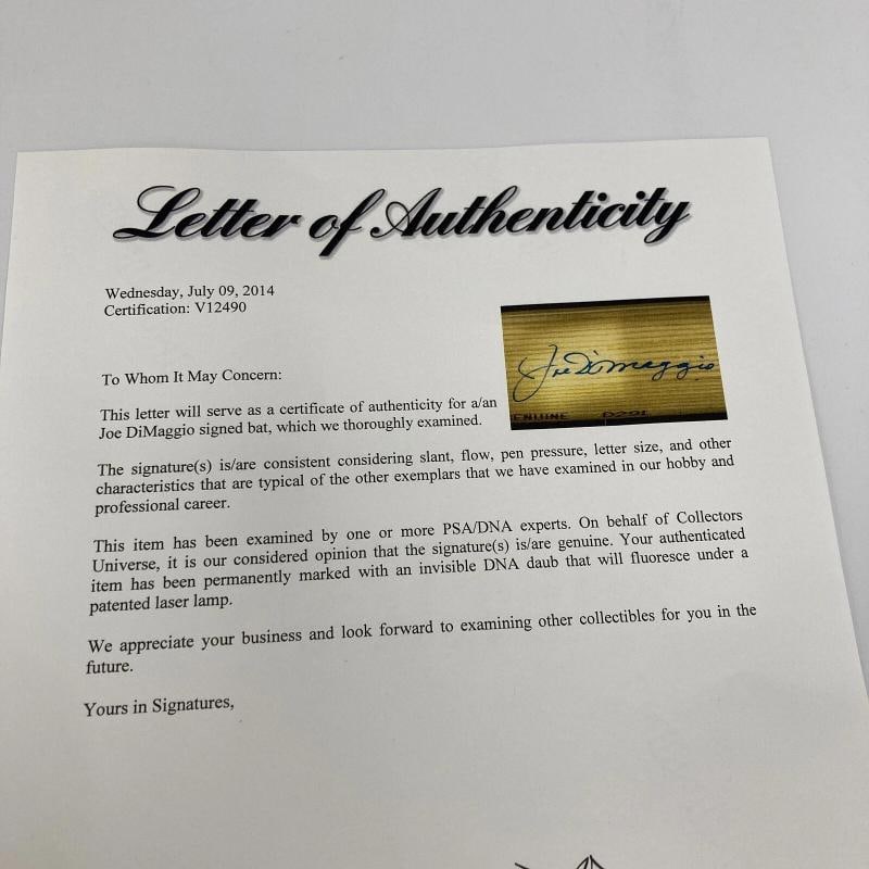 Joe DiMaggio Signed Louisville Slugger Game Model Baseball Bat PSA DNA COA - 3