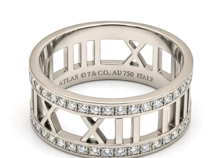 Tiffany & Co. Atlas Collection Band Ring 18k White Gold Diamonds 0.60 TCW Size 8 - 3