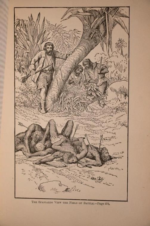 1880 Robinson Crusoe by Daniel Defoe Fine Binding Illustrated Color Plates Rare - 16