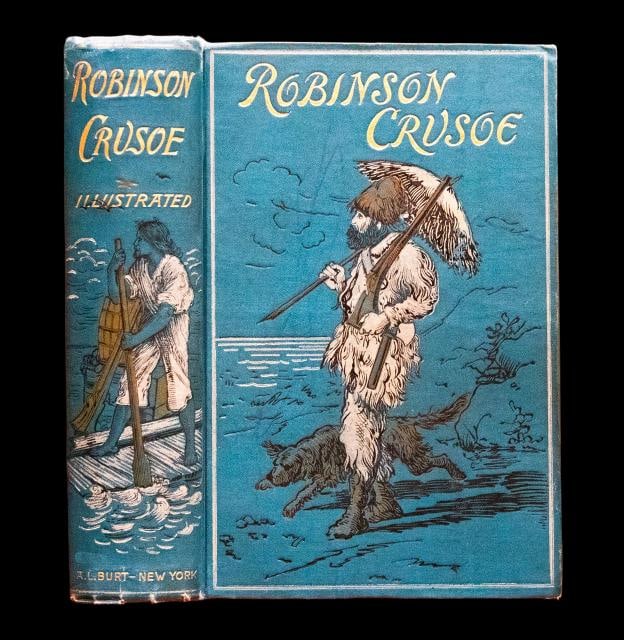 1880 Robinson Crusoe by Daniel Defoe Fine Binding Illustrated Color Plates Rare: Author: Daniel Defoe,Country of Origin: United States of America,Publisher: A.L. Burt,Year Printed: 1880,Special Attributes: Illustrated,Binding: Fine Binding,Subject: Illustrated