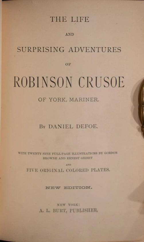 1880 Robinson Crusoe by Daniel Defoe Fine Binding Illustrated Color Plates Rare - 8