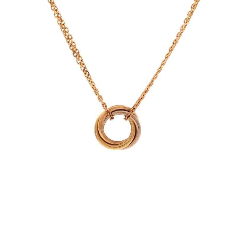 Cartier Trinity Choker Necklace 18K Tricolor Gold: Condition: Pre-owned - Good,Brand: Cartier,Main Stone: Unknown,Metal: 18K Tri Colored Gold,Metal Purity: 18K,Style: Choker,Type: Necklace,Color: Tricolor Gold,Material: 18K Pink Gold, 18K White Gold,