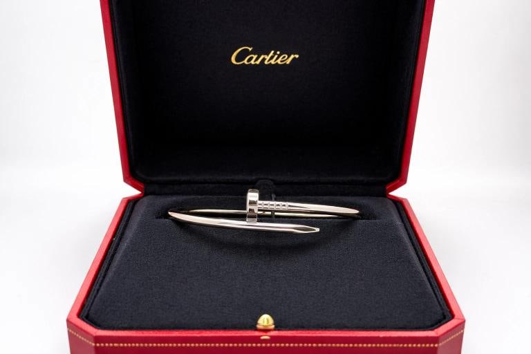 Cartier JUSTE UN CLOU 18k White Gold Classic Model COA & Box Size 18 - 2