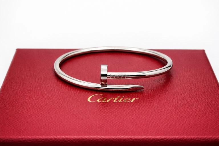 Cartier JUSTE UN CLOU 18k White Gold Classic Model COA & Box Size 18 - 3