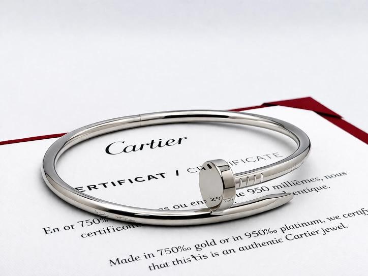 Cartier JUSTE UN CLOU 18k White Gold Classic Model COA & Box Size 18 - 9