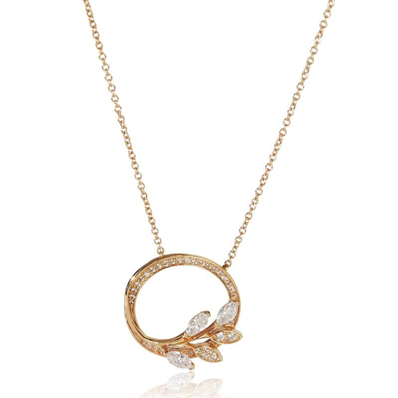 Tiffany & Co. Rose Gold Diamond Victoria Vine Pendant: Condition: Pre-owned - Good,Pendant Shape: Mix,Necklace Length: 18 in,Country of Origin: Italy,Clasp/Buckle Type: Spring Ring,With Original Box/Packaging: Yes,Side Stone Type: Diamond,Side Stone