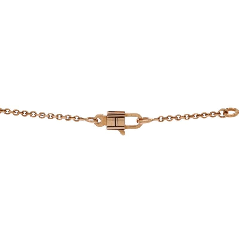 Hermes Amulettes Cadenas Pendant Necklace 18K Rose Gold with Diamonds - 3