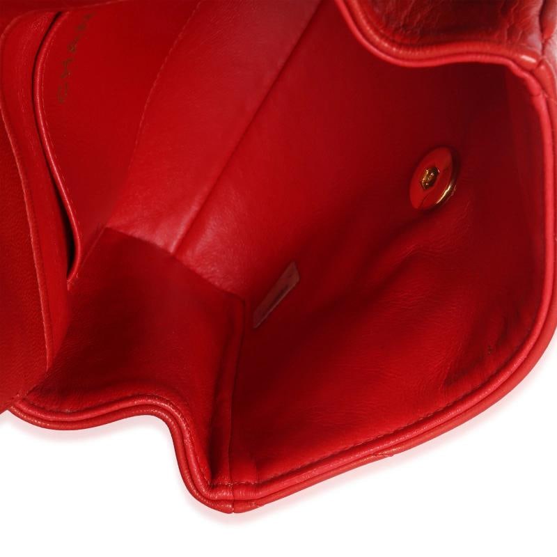 Chanel Vintage 24K Red Chevron Lambskin CC Square Flap Bag - 2