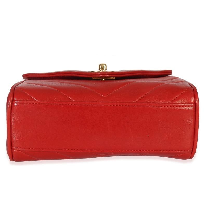 Chanel Vintage 24K Red Chevron Lambskin CC Square Flap Bag - 9