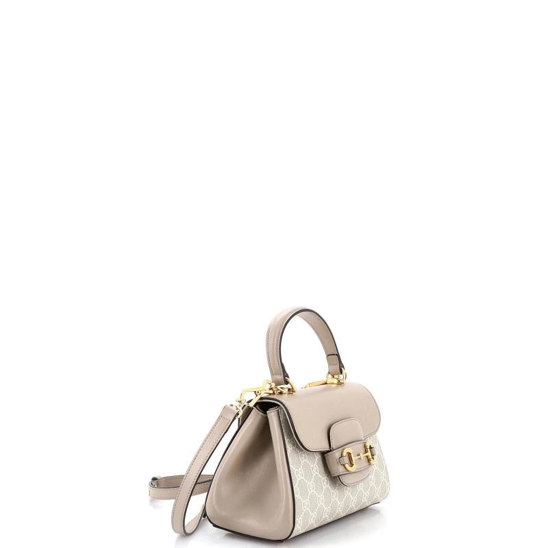 Gucci Horsebit 1955 Top Handle Flap Bag GG Coated Canvas and Leather Mini - 2