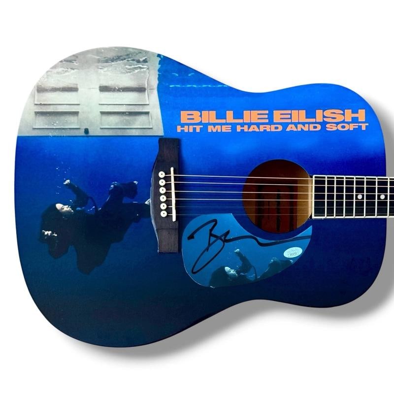 Billie Eilish Signed Guitar Custom Graphics JSA COA Hit Me Hard and Soft: Industry: Music,Signed: Yes,Autograph Authentication: James Spence (JSA),Object Type: Guitar & Guitar Pick,Original/Reproduction: Original,Country of Origin: United States Signer: Billie Eilish Item