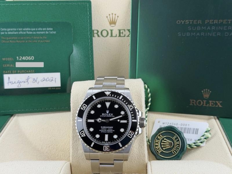 Rolex Submariner No Date 124060 41mm Black Ceramic Stainless Steel Box Papers - 9