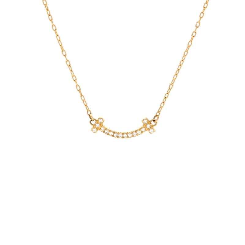 Tiffany & Co. T Smile Pendant Necklace 18K Yellow Gold with Diamonds Mini: Condition: Pre-owned - Good,Brand: Tiffany & Co.,Main Stone: Diamond,Metal: 18K Yellow Gold,Metal Purity: 18K,Style: Pendant,Type: Necklace,Color: Yellow Gold,Material: 18K Yellow Gold, Diamond