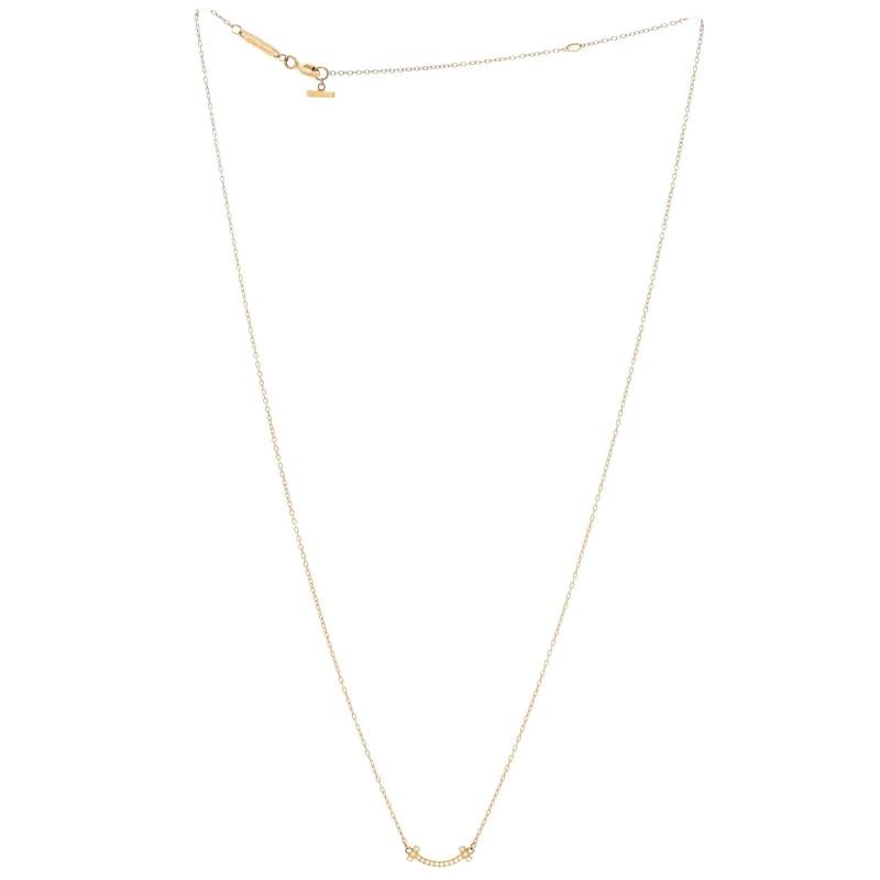 Tiffany & Co. T Smile Pendant Necklace 18K Yellow Gold with Diamonds Mini - 2
