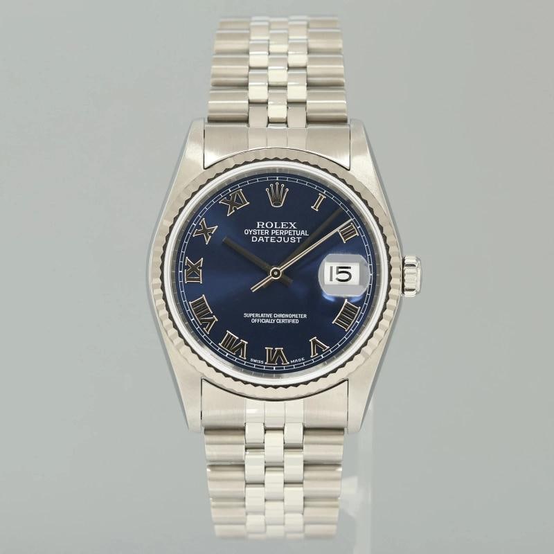 MINT Rolex DateJust 16234 Blue Roman Jubilee White Gold Fluted Watch Box - 2