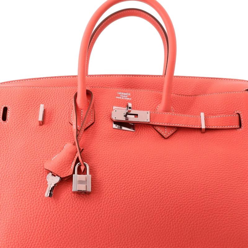 Hermes Birkin Handbag Pink Clemence with Palladium Hardware 35 - 5