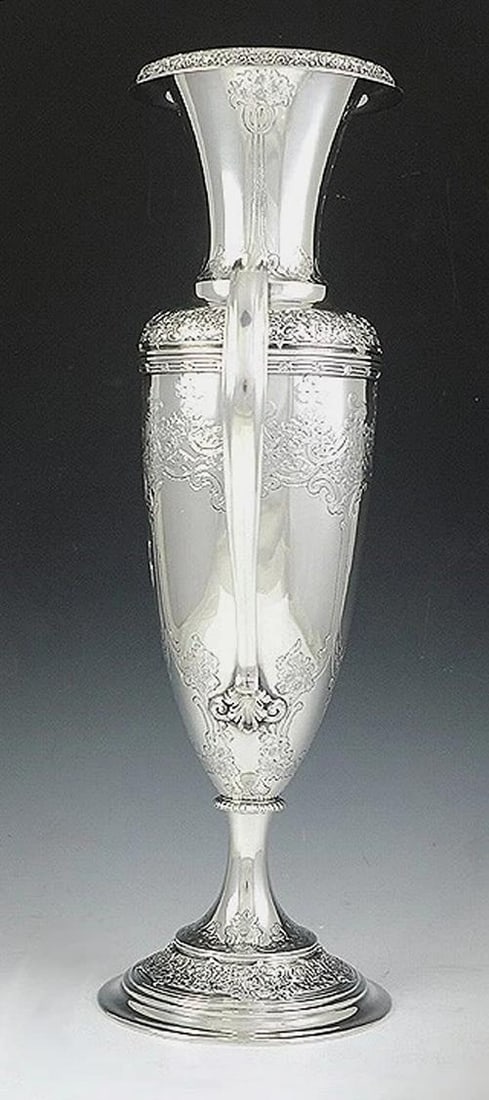 c1904-1905 Tiffany Co Sterling Silver Tall Double Handle Urn Vase - 2