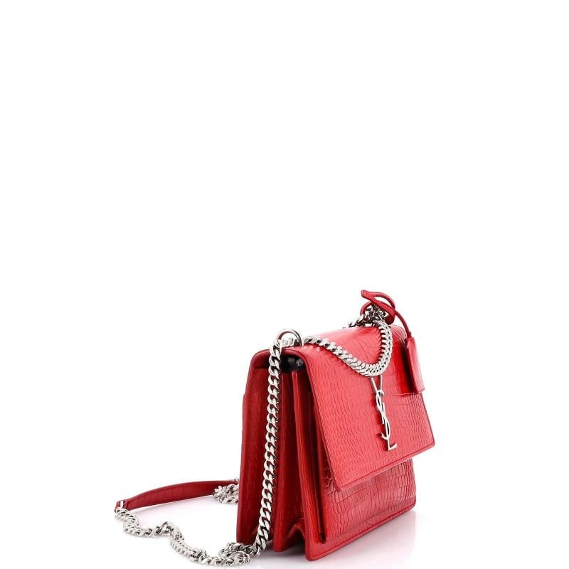 Saint Laurent Sunset Crossbody Bag Crocodile Embossed Leather Medium - 2