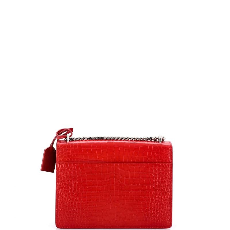 Saint Laurent Sunset Crossbody Bag Crocodile Embossed Leather Medium - 3
