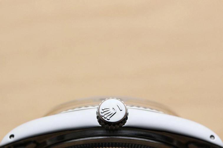 ROLEX MENS DATEJUST 1601 18K WHITE GOLD STEEL GRAY DIAL WATCH w/ OYSTER BAND - 9
