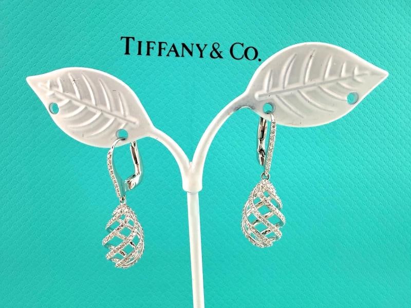Tiffany & Co Paloma Picasso Venezia Luce Diamond Swirl Drop Earrings 18k WG - 2