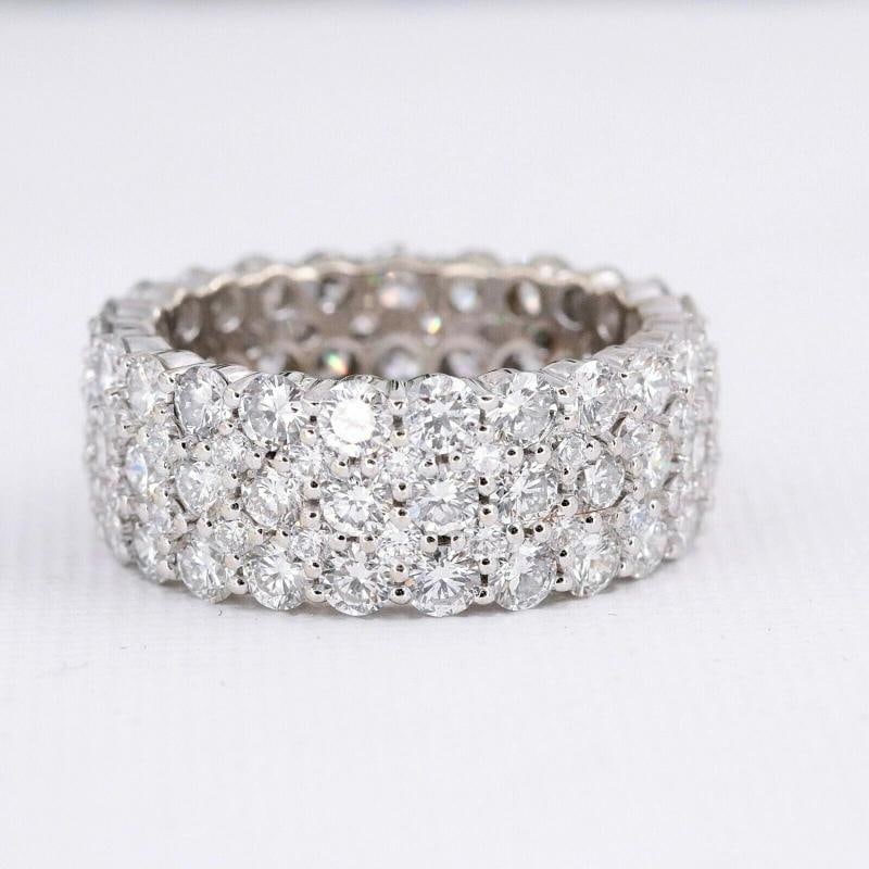 Gorgeous Five Row Round Diamond 18K Eternity Band Ring Size 6.5 - 4