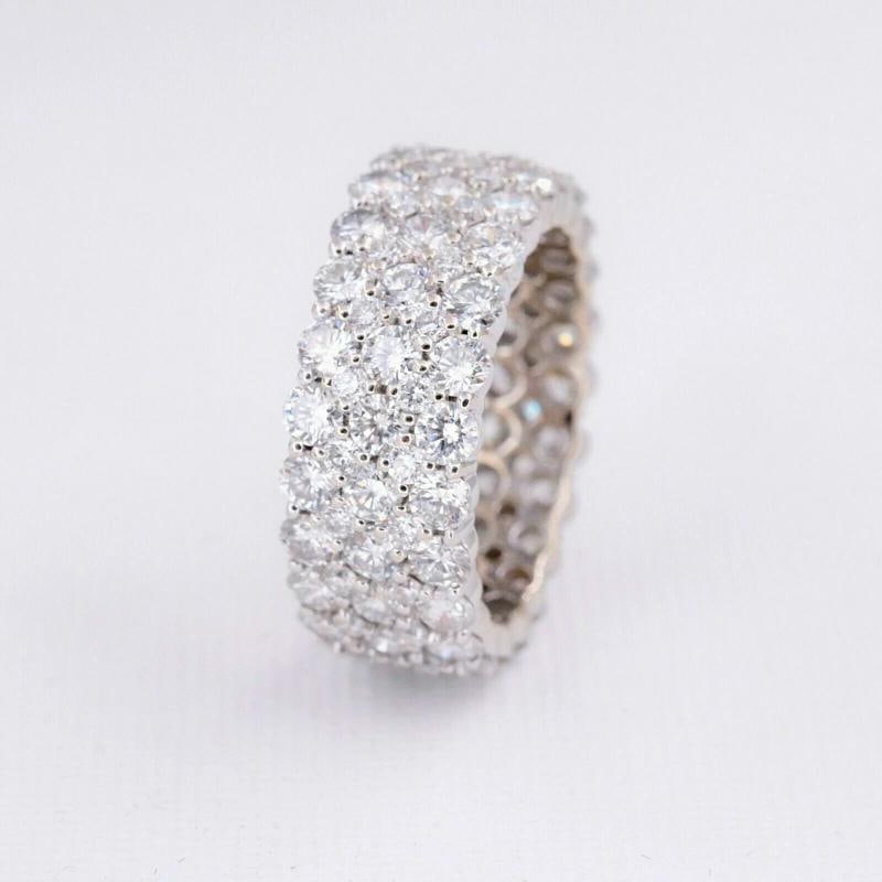 Gorgeous Five Row Round Diamond 18K Eternity Band Ring Size 6.5 - 5