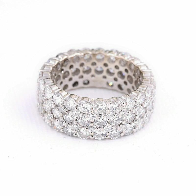 Gorgeous Five Row Round Diamond 18K Eternity Band Ring Size 6.5 - 6
