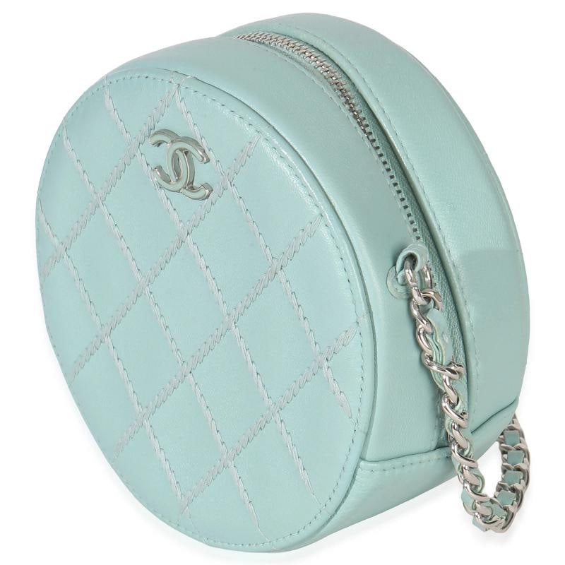 Chanel Teal Ultimate Stitch Lambskin Round Clutch On Chain - 3