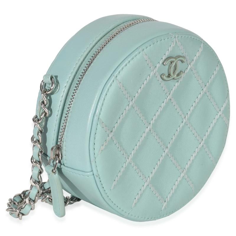 Chanel Teal Ultimate Stitch Lambskin Round Clutch On Chain - 4