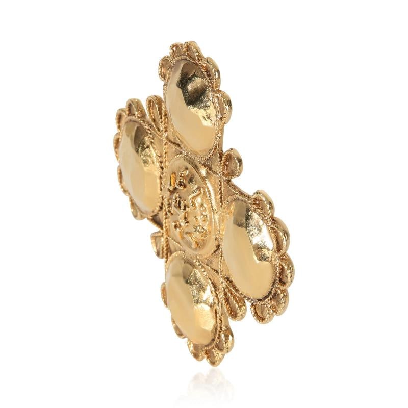 Chanel Gold-Plated Vintage 1980's Cross Brooch - 2